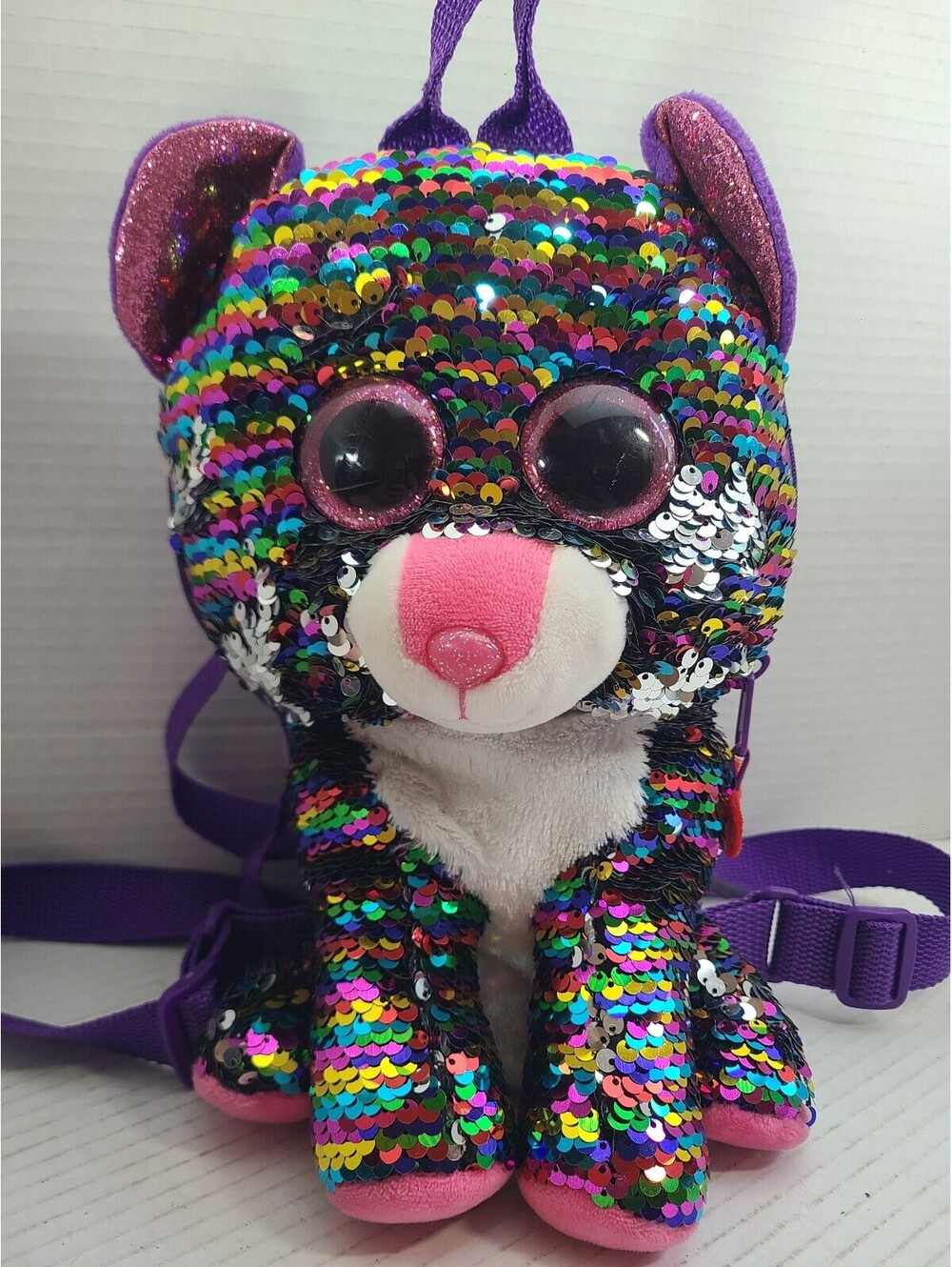 Dotty The Leopard Ty Fashion Flippy Reversible Sequin Kids Backpack GUC